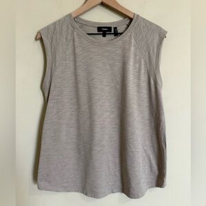 Theory Womens Sleeveless Crew Neck Tank Top Large Tan Lightweight Classic Casual